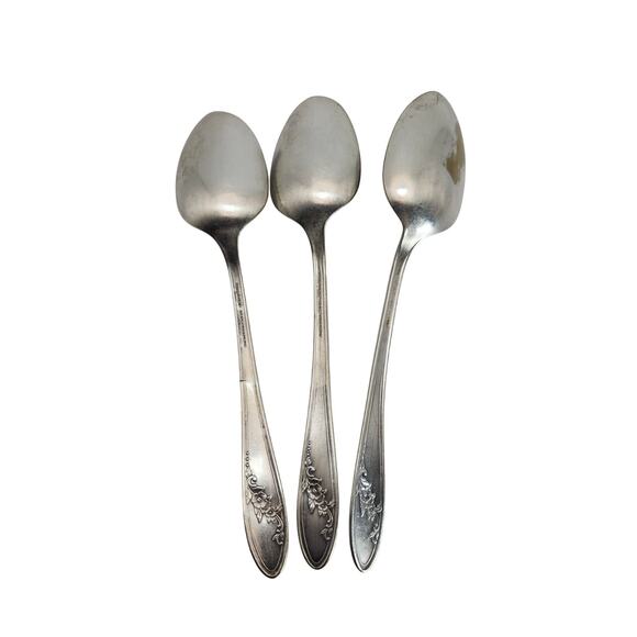 Vtg Lot 3 Oneida Queen Bess II 8.25in Serving Tablespoons 1946 Silverplate 3pc - Picture 6 of 8